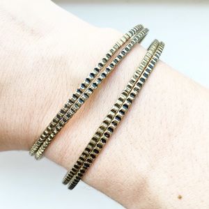 Vintage brassy gold thin tribal bangle bracelets